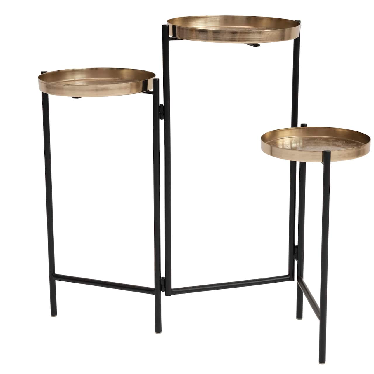 30&#x22; Foldable 3-Tier Plant Stand with Tray-Style Tops